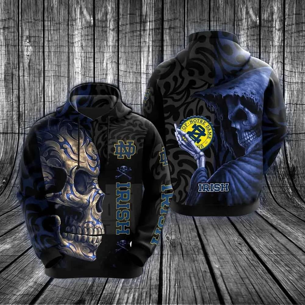Notre Dame Fighting Irish Skull 3D Hoodie Notre Dame Fighting Irish Gift